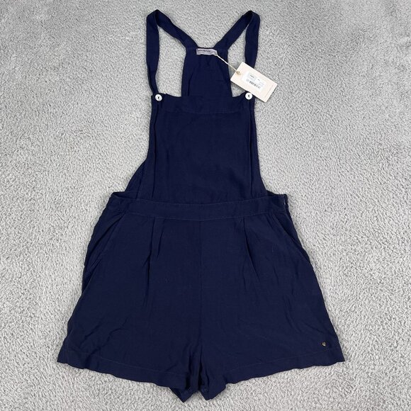NWT Brownie Basics Collection Blue Sleeveless Overalls Romper Shorts Sz Medium - Picture 1 of 4